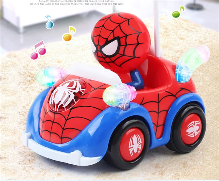 Капитан Америка легкая музыка RC игрушечных автомобилей Человек-паук удаленного Управление электрические игрушки автоматическое воспроизведение игрушечных автомобилей для мальчиков и девочек подарок