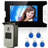 free shipping 7 lcd wired video door phone intercom cmos night vision camera with rfid door access control system