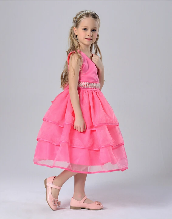 2016 новых девушек платье принцессы Дети рука прошитой-шили бусины пояс