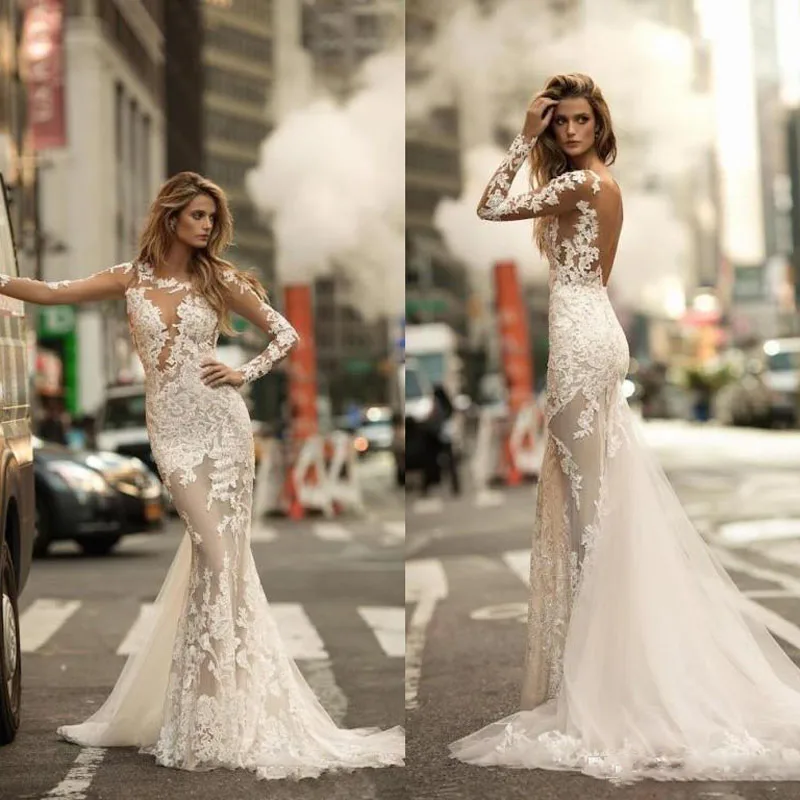 2019 великолепные свадебные платья-русалки с длинным рукавом Vestido de noiva сексуальное