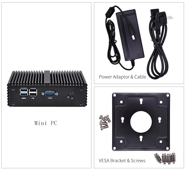 Core I3 Linux Windows Mini PC Dual Lan 4 * COM Настольный компьютер безвентиляторный x86 одноплатный