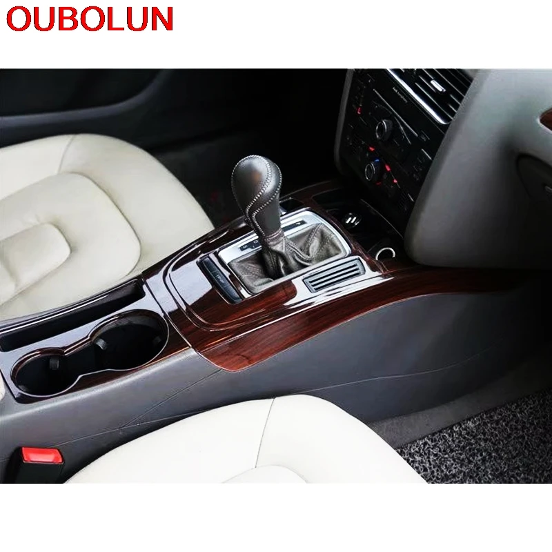 OUBOLUN ABS Plastic Wood Paint Interior Parts Window Switch Handle Trim Front Gear Shif Panel Cover For Audi A4L A4 L 2009-2016 |