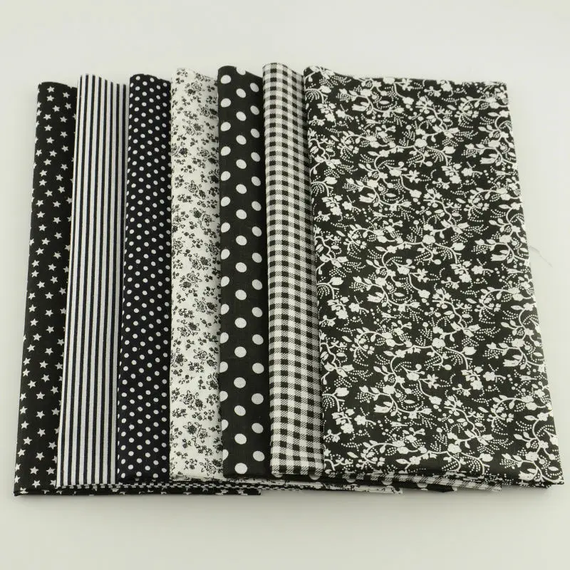 Booksew Dark Printed Flower Plain Cotton Fabric 7 PCS/lot Fat Quarter Bed Sheet Bundle Scrapbooking Art Work|plain cotton fabric|cotton fabricfat
