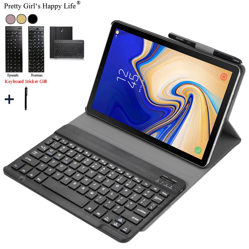 Case For Samsung Galaxy Tab S4 2018 10.5 inch SM T830 T835 Detachable WiFi Bluetooth Keyboard Leather Cover Funda+Pen Holder | Компьютеры