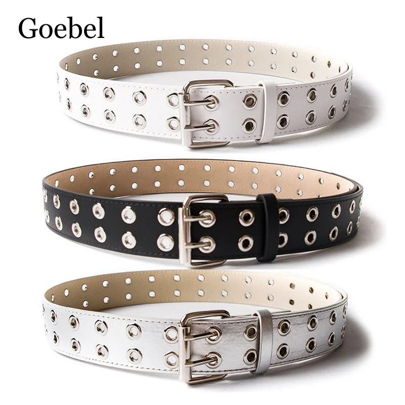 Женский ремень с цепочкой в стиле панк модный Регулируемый черный двойной