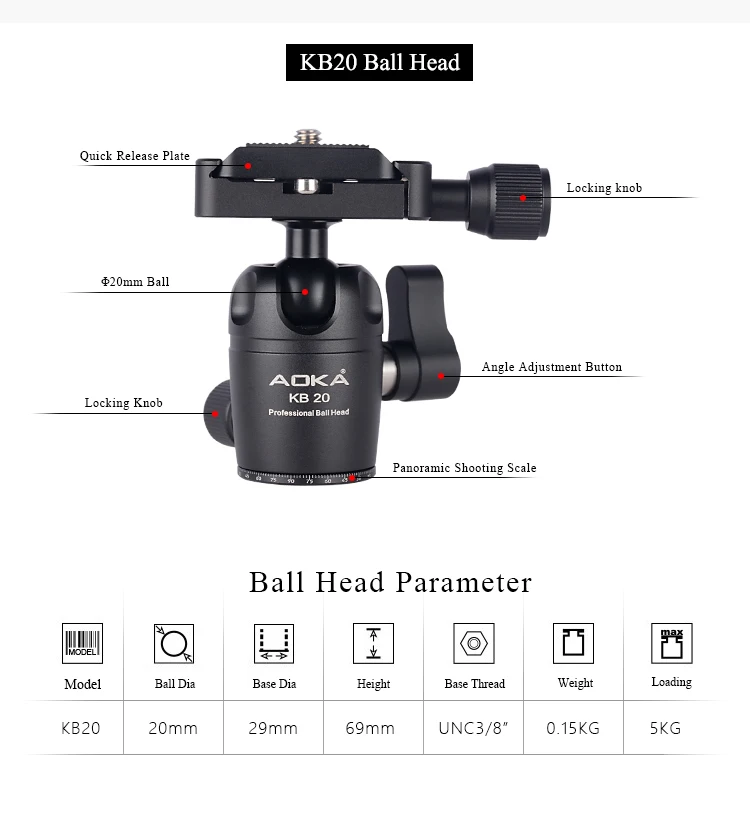 AOKA CMP163C 496g Максимальная загрузка 3 кг легкий Настольный мобильный DSLR мини-штатив из углеродного волокна для камеры телефона