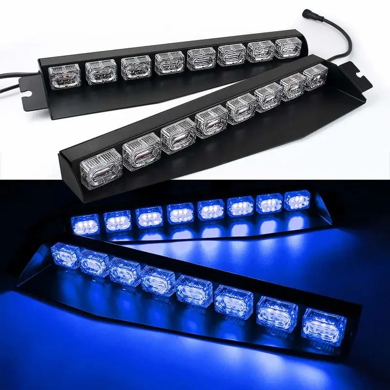 

48LED 48W LED Lightbar Visor Light Windshield Emergency Hazard Warning Strobe Beacon Split Mount Deck Dash Lamp (Blue)