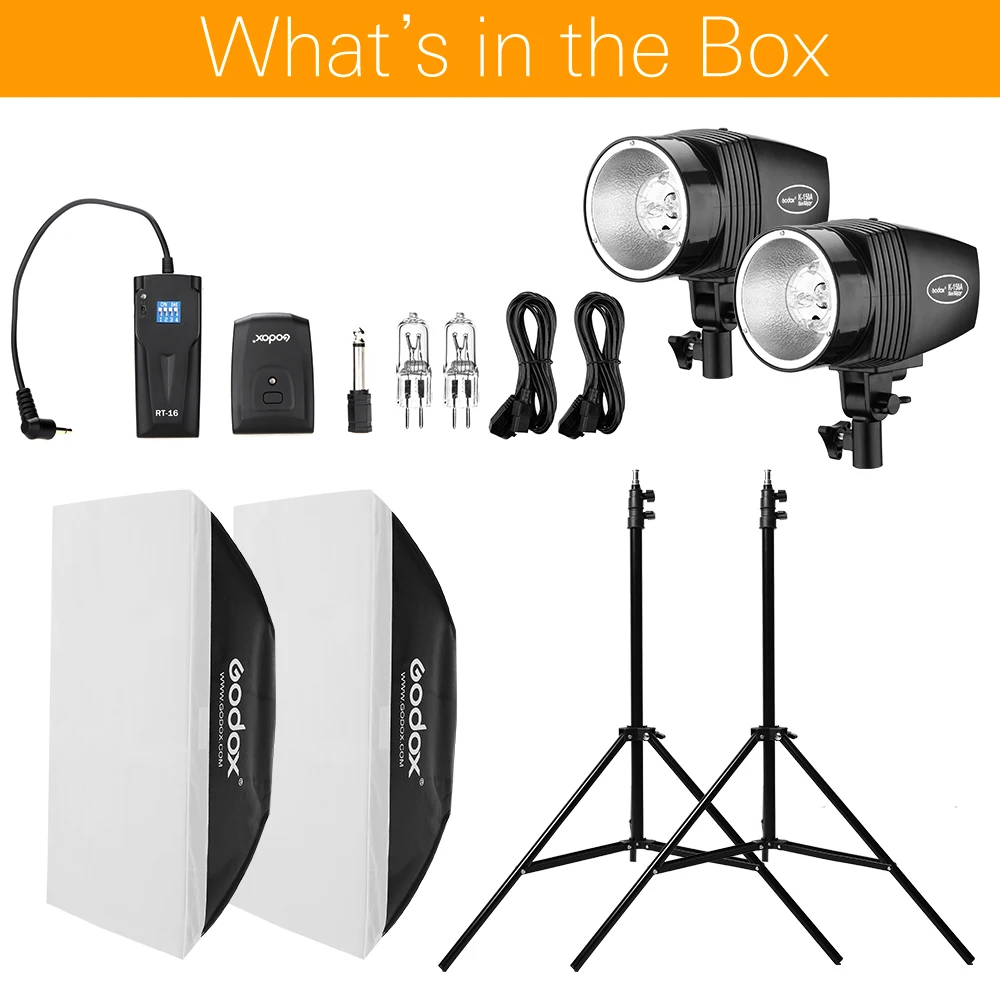 Godo x 2x150W K 150A фото портрет Strobe Flash Studio светильник комплект с софтбоксом стенд