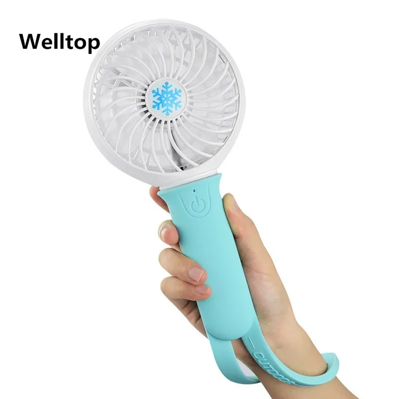 

Welltop Portable Mini Fan 3 Speeds Rechargeable USB Fan with LED Light Personal Handheld Fan with Silicone 18650 Battery
