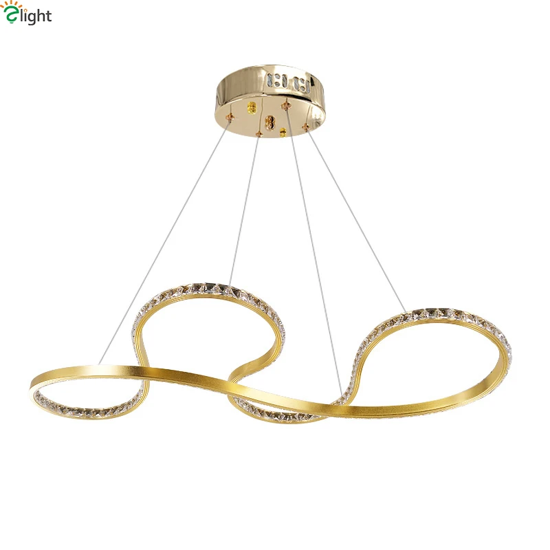 

Modern Gold Aluminum Led Pendant Lights Crystal Dining Room Led Pendant Light Bedroom Led Pendant Lamp Hanging Light Fixtures