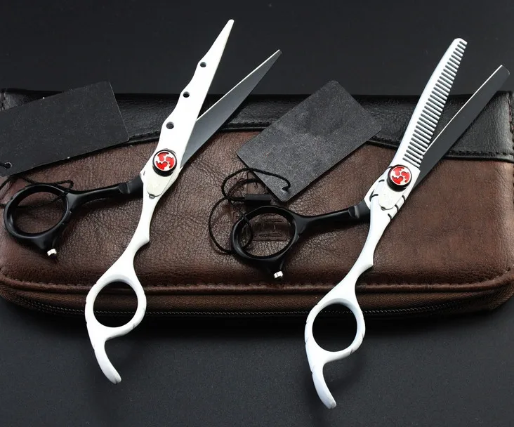 

Customize professional 440c 6 inch white cut hair scissor thinning barber tools cutting shears makas hairdressing scissors set