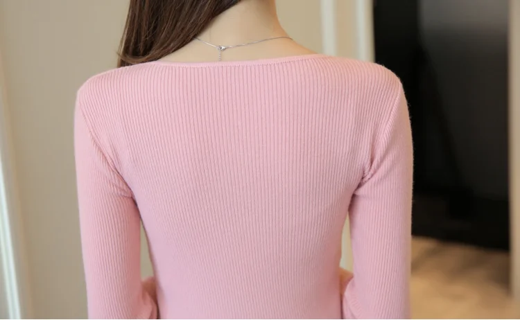 Autumn Women Sweaters Casual Slim Long Sleeve Jumpers Sexy Ladies Knitted Deep V-neck Zip-up Pullovers 2018 High Elasticity Tops | Женская