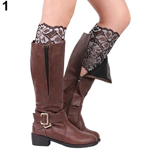 Women Fashion Stretchy Lace Flowers Boot Leg Warmers Cuffs Soft Laced Socks | Женская одежда