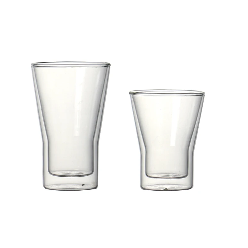Набор из 2 шт. 250/350ml Новая мода с двойными стенками, кофейная чашка жаропрочного боросиликатного стекла на позднюю смешанные чашка для питья 8,5/12 унций