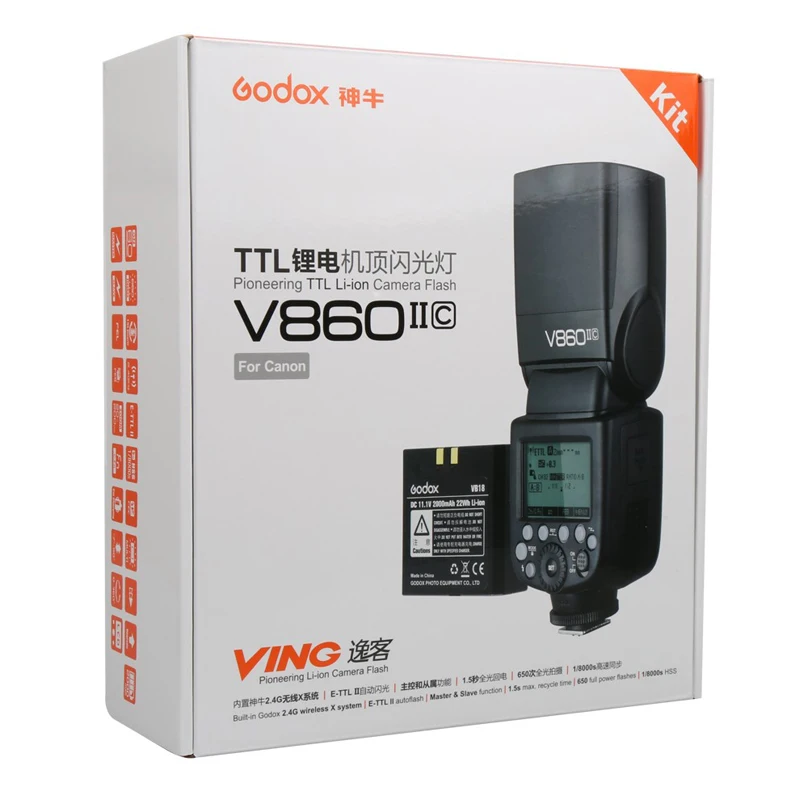 Вспышка Godox V860II GN60 TTL HSS 1/8000s Speedlite с литий ионным аккумулятором + X1T C/N/S передатчик