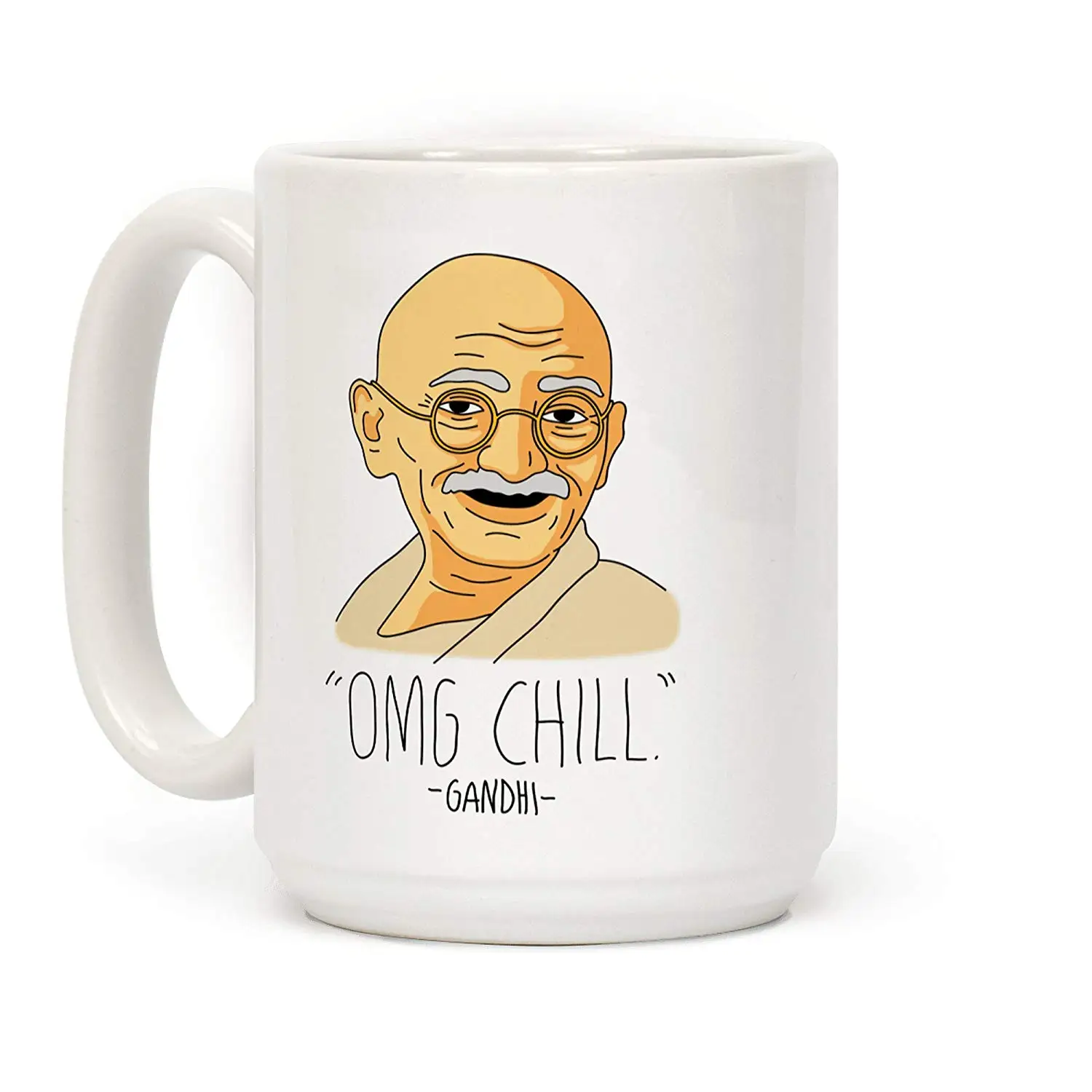 Забавная керамическая кофейная кружка OMG Chill Gandhi 15 унций|Кружки| |