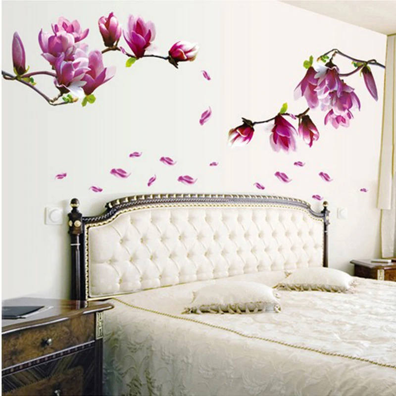 Экологический Фиолетовый цветок магнолии в форме стены стикер | Дом и сад