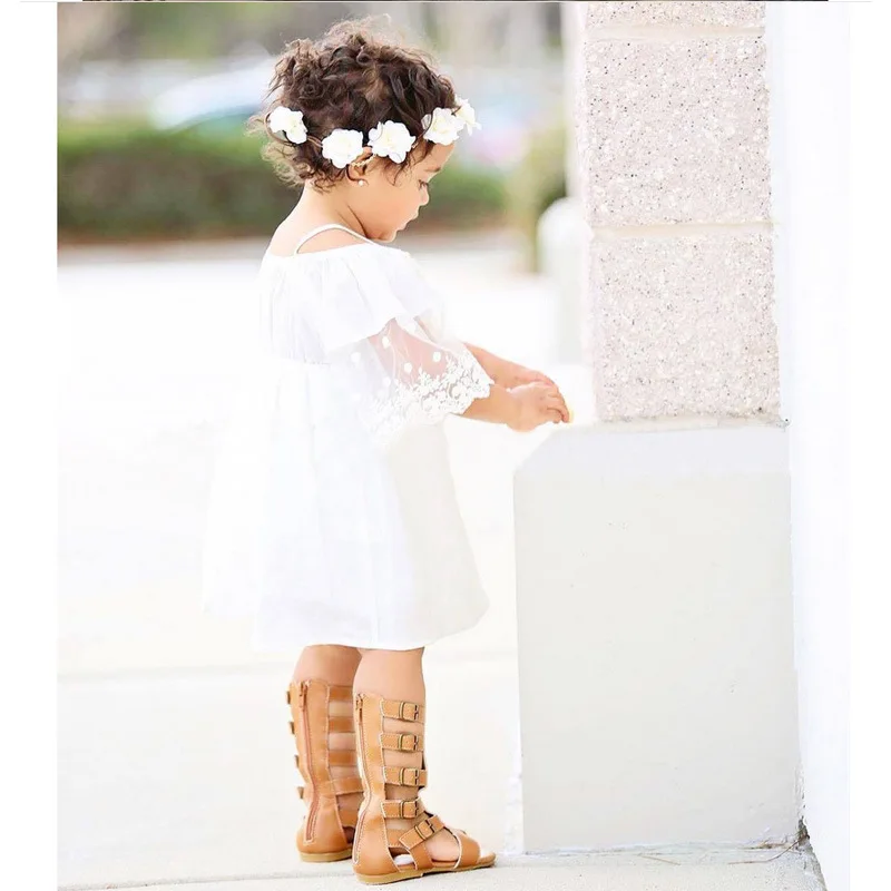 Ins От 2 до 8 лет летнее платье для девочек белое кружевное принцессы детская одежда