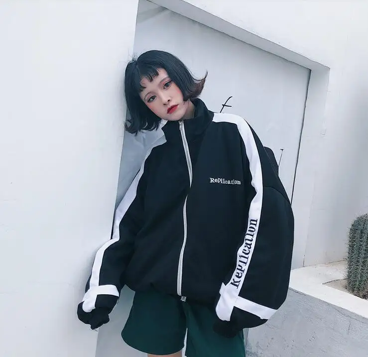 Куртки женские свободные шикарные корейский стиль Harajuku женская одежда повседневная простая универсальная с длинным рукавом Модная белая Лоскутная Повседневная