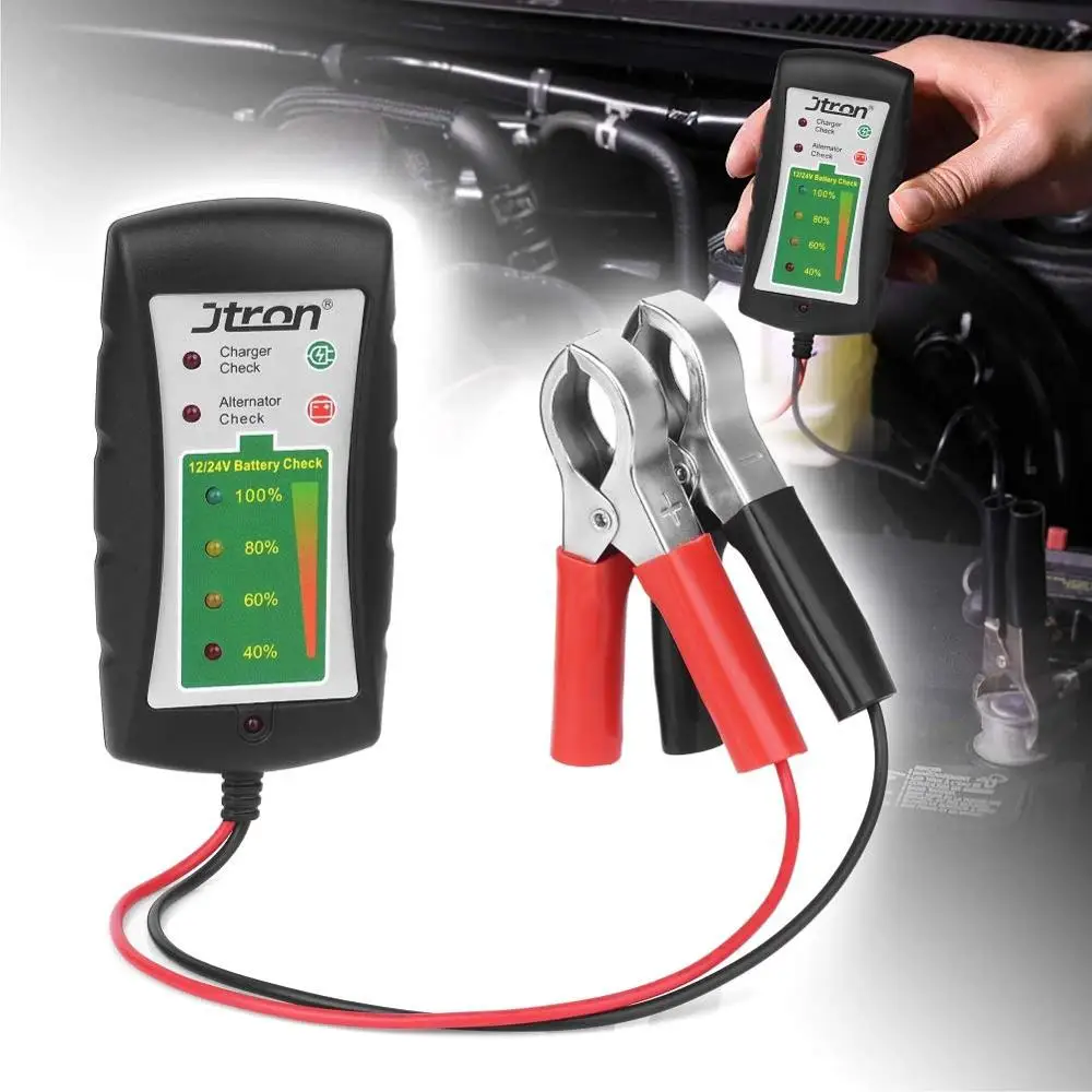 Jtron battery tester 12v/24V LED display Alternator check charger for Cars Motorcycles Trucks Battery Check | Автомобили и