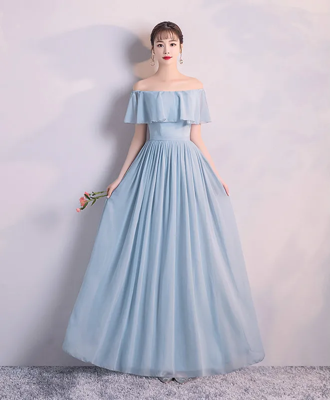 Платье подружки невесты для свадебной вечеринки синее длинное платье шифоновое