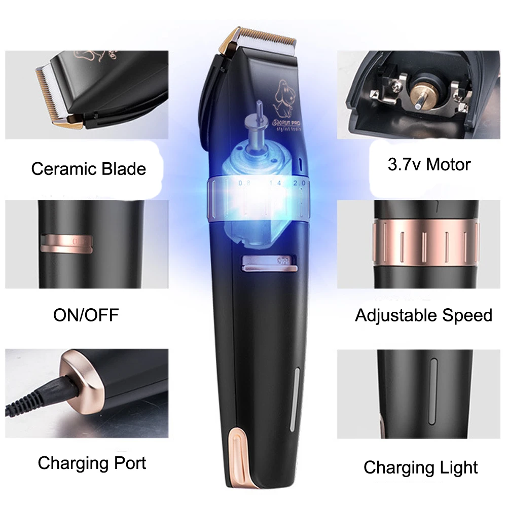 Professional Dog Hair Trimmer Rechargeable Pet Clipper Animals Grooming 2000mA Battery Cat Cutters | Дом и сад