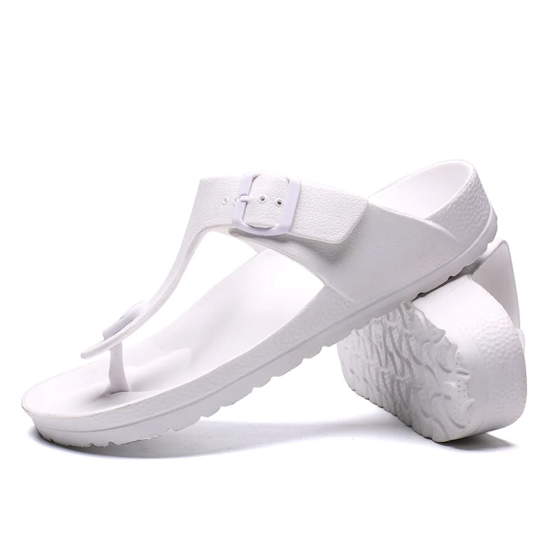 Мужские тапочки повседневная обувь вьетнамки мужские Chinelo Нескользящие летние сандалии на мягкой подошве Топ бренд Zapatos De Hombre zapatillas mujer - Цвет: Белый