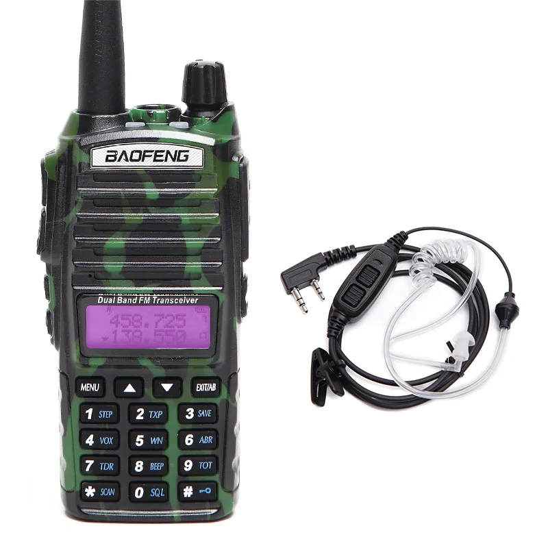 Портативная рация Baofeng UV 82 Plus с двойным PTT мощностью 8 Вт VHF UHF дальность действия 10
