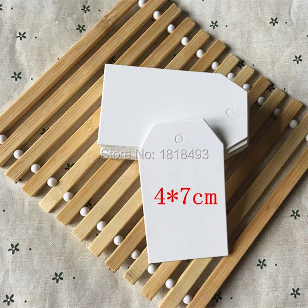 

Free shipping blank white paper tag 4x7cm/garment hang tag/price tag/paper printed label/shape cutting tag 300 pcs a lot