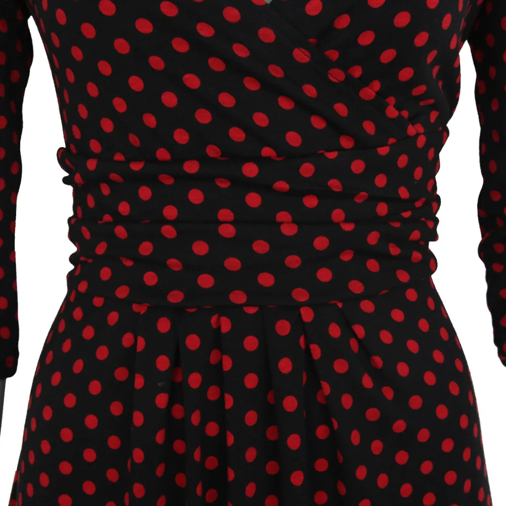 Женское платье в горошек с V образным вырезом|dress size|women dressdresses free shipping |