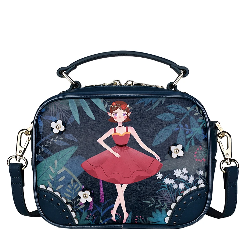 

SJ Women Shoulder Bags Female Messenger Bag Handbags Totes Braccialini Brand Style Handicraft Design Art Cartoon Jungle Girl