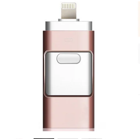 Supersonic 3 в 1 портативный смартфон iphone USB флэш-диск с 8 Pin/разъем Micro USB/USB 128GB 64GB 32GB - Цвет: Розовый