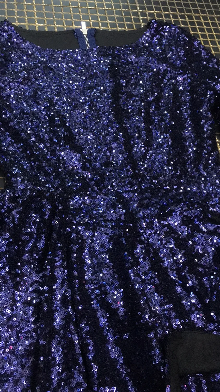 2019 новый синий комбинезон с блестками и длинным рукавом высококачественный