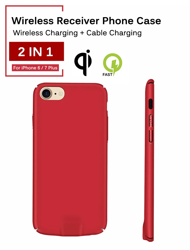 Qi Беспроводное зарядное устройство приемник чехол для iPhone 7 7 Plus 2 в 1 Беспроводная зарядка и кабель зарядный чехол для iPhone 6 6s Plus чехлы