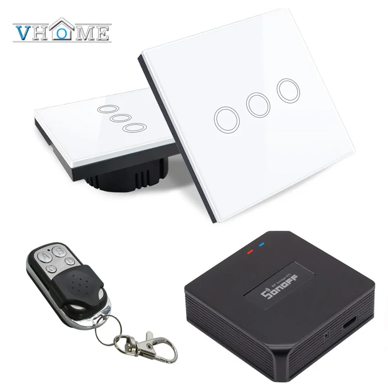 Vhome сенсорный RF433mhz переключатель Sonoff RF Wifi мост смарт-панель ЕС/Великобритания
