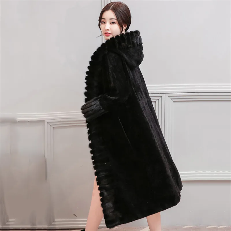 Осень-Зима Женское пальто 2018 Новое с капюшоном средней длины из искусственного