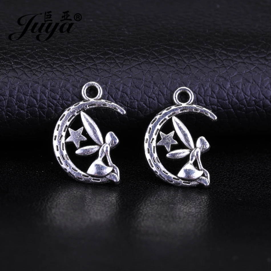 JUYA 30pcs/lot 19.5x13.5mm High Quality Moon and Star Pendants for Jewelry Making Beautiful Faery Charms DIY Necklace AO0494 | Украшения и