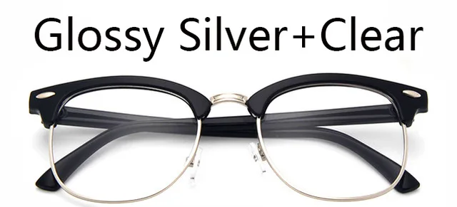 bright black silver Брендовые дизайнерские модные Gafas прозрачные женские очки для коррекции зрения в оправе мужские полуоправы поддельные очки оправа винтажные очки - Цвет оправы: bright black silver