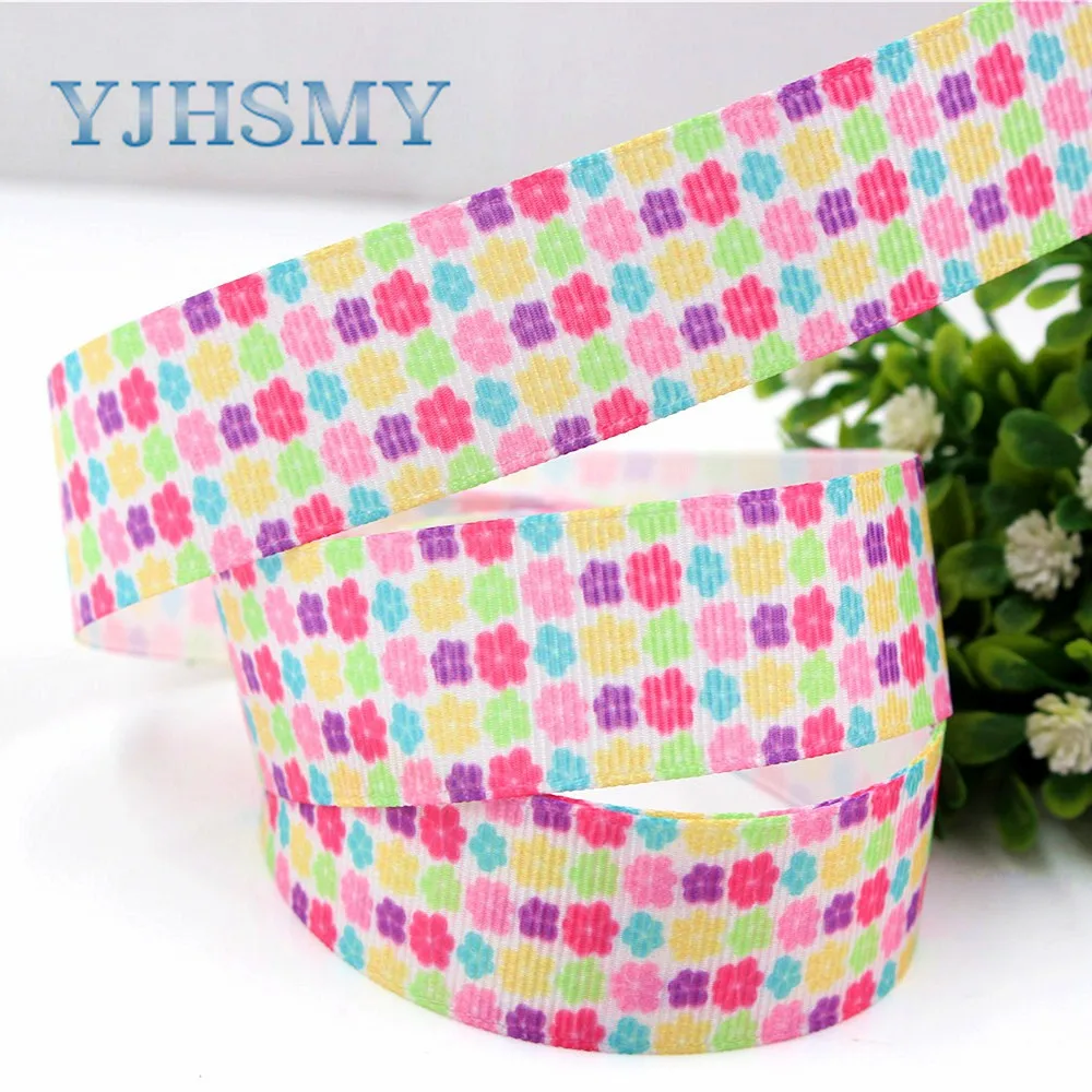 YJHSMY H-17519-713 10 ярдов 25 мм Цветочная лента термопечать grosgrain Свадебные аксессуары DIY