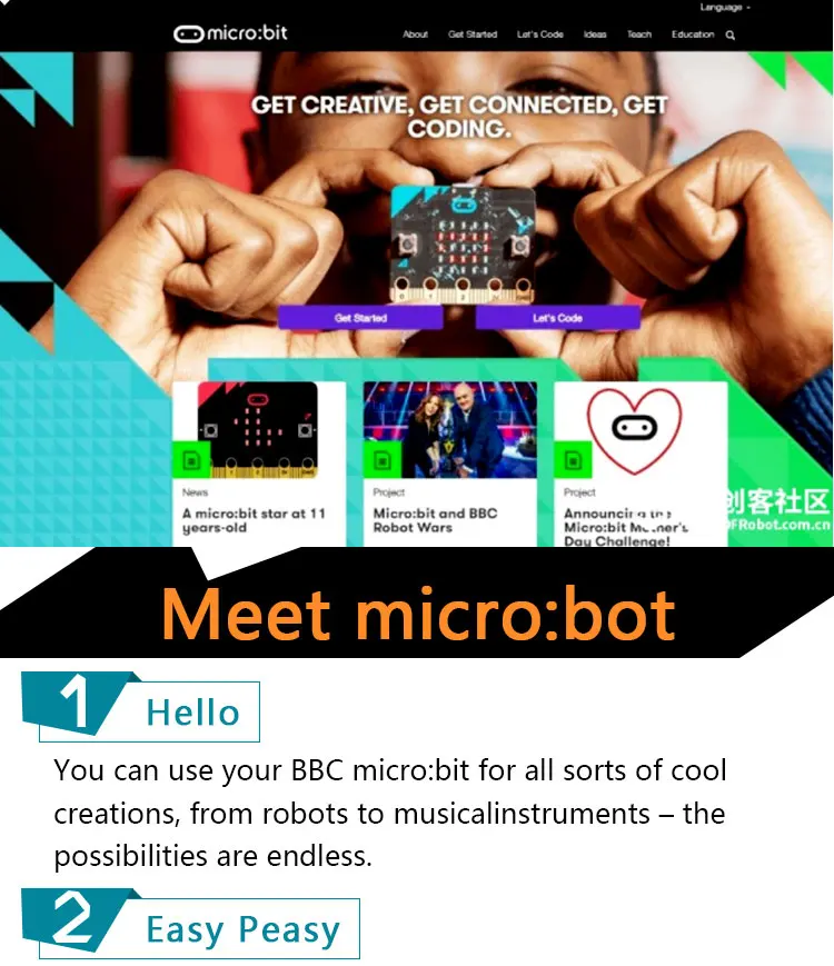 BBC Micro: светодиодный бит матрица с 25 светодиодный s бортовой детектор движения компас Bluetooth микро бит