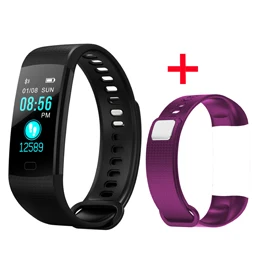 Black ad Purple Смарт-часы фитнес-браслет монитор сердечного ритма IP67 водонепроницаемый цветной экран Спортивный трекер часы для IOS Android PK Mi Band 2 3 - Цвет: Black ad Purple