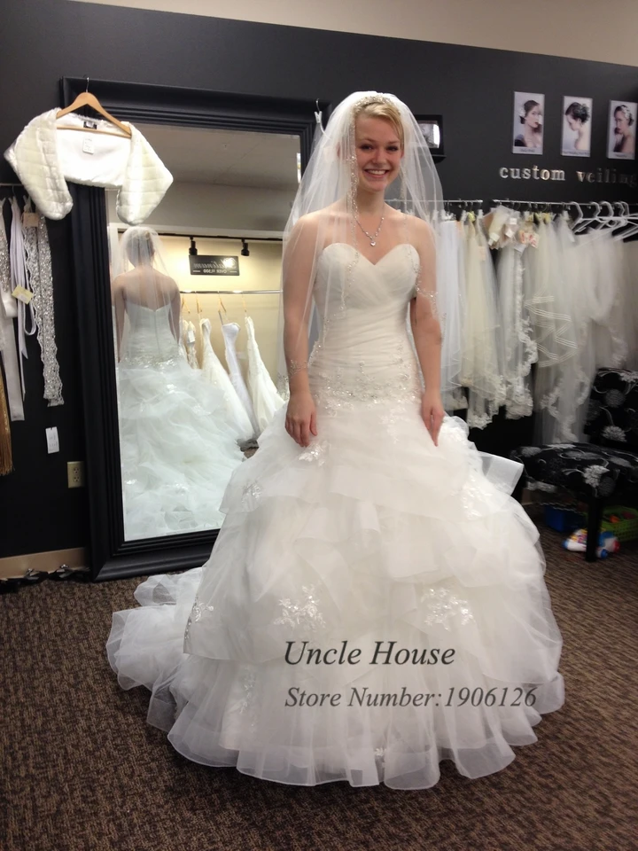 Халат де mariée 2016 реальный образец органза линии урожай кот свадебное платье