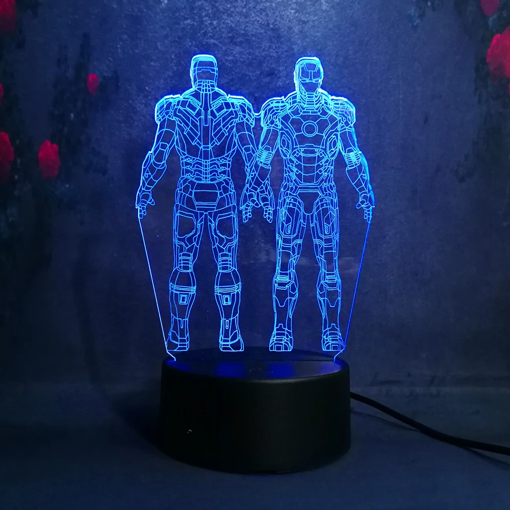 3D Marvel Movie Super Hero Железный человек ночник 7 цветов мечта изменение мальчик игрушка