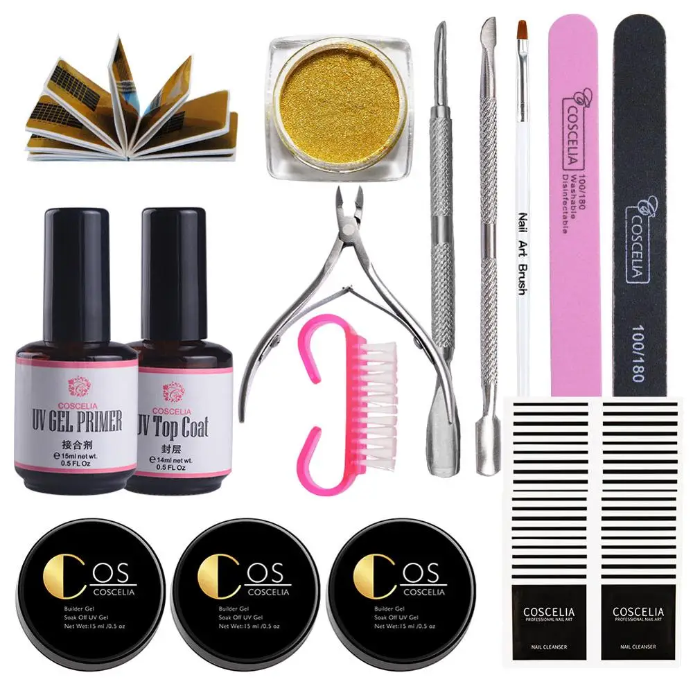 SET B COSCELIA полный набор инструментов для маникюра акриловый набор для ногтей толкатель все для маникюра Набор гель-лаков для ногтей топ и Базовое покрытие набор для дизайна ногтей - Цвет: SET B