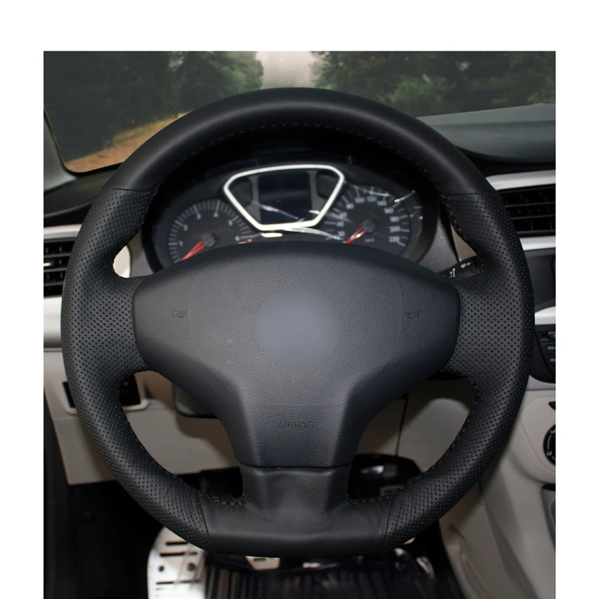 Hand-stitched Black PU Artificial Leather Car Steering Wheel Covers Wrap for Citroen Elysee C-Elysee 2014 New Peugeot 301 | Автомобили и