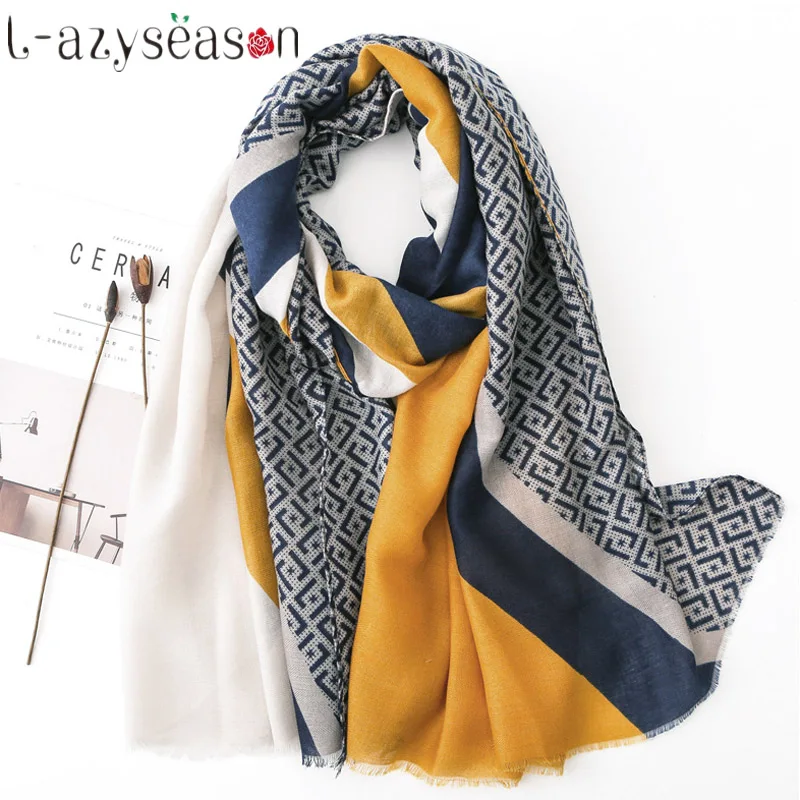 New winter hijab scarf women luxury brand head Scarves wraps pashmina cotton warm neckerchief shawls print foulard femme | Аксессуары