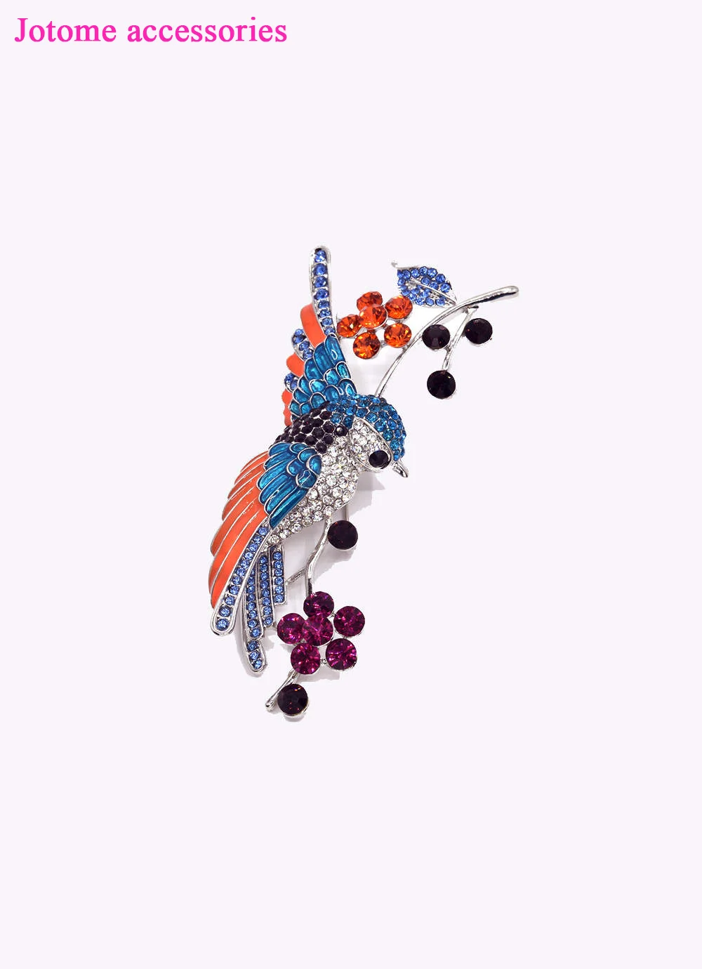 Оптовая торговля большая фиолетовая оранжевая птица брошь Цветная ювелирные