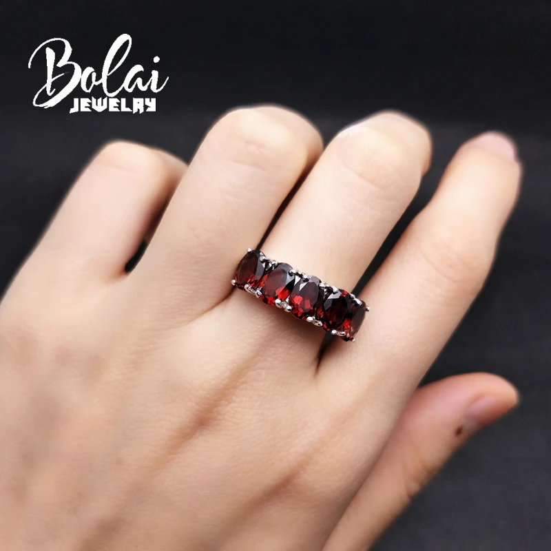 Bolaijewelry, классические винтажные кольца с натуральным красным гранатом, простые кольца из стерлингового серебра 925 пробы, хорошее ювелирное изделие для женщин, лучший подарок