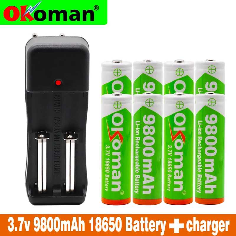 18650 аккумуляторная батарея 3 7 V 9800mAh литий ионный аккумулятор с зарядным