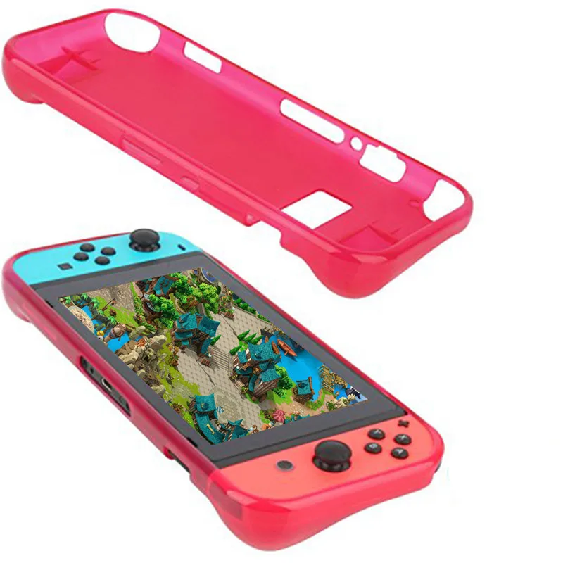 Red 2в1 защитный чехол с кристаллами для Nintendo Switch аксессуары чехол консоль ТПУ ручки протектор экрана закаленное стекло - Цвет: Red